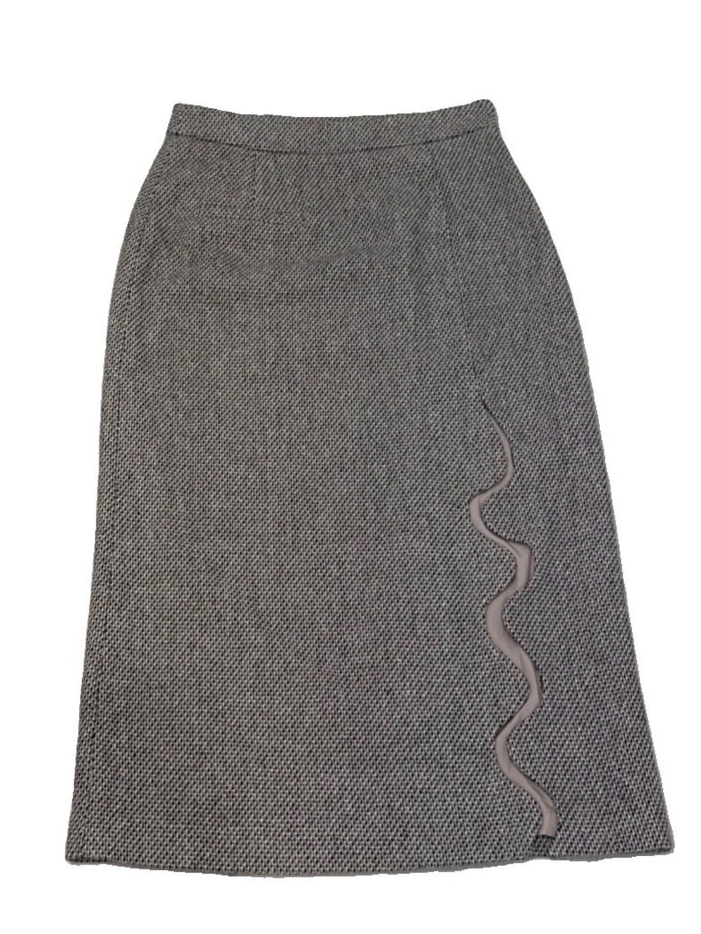 Commense Soft Tweed Textured Wavy Slit Midi Skirt Size S EUC